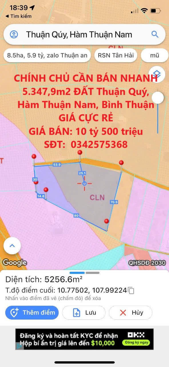 CHÍNH CHỦ CẦN BÁN NHANH 5.347,9m2 ĐẤT Thuận Quý, Hàm Thuận Nam, Bình Thuận GIÁ CỰC RẺ - Ảnh chính