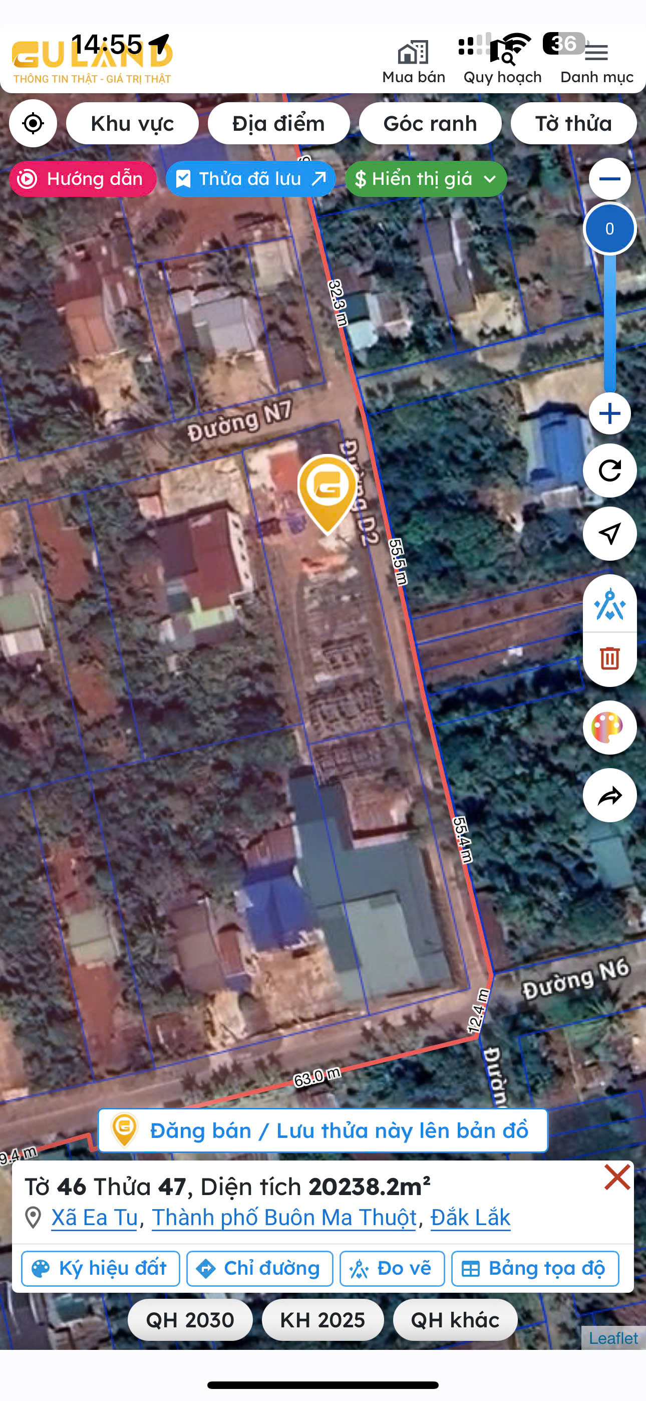 Lô đất 2 mặt tiền đường D2 và N7 Buôn Ju -  58 x 20m (1.165m2) - thổ cư 200m2 - Ảnh chính