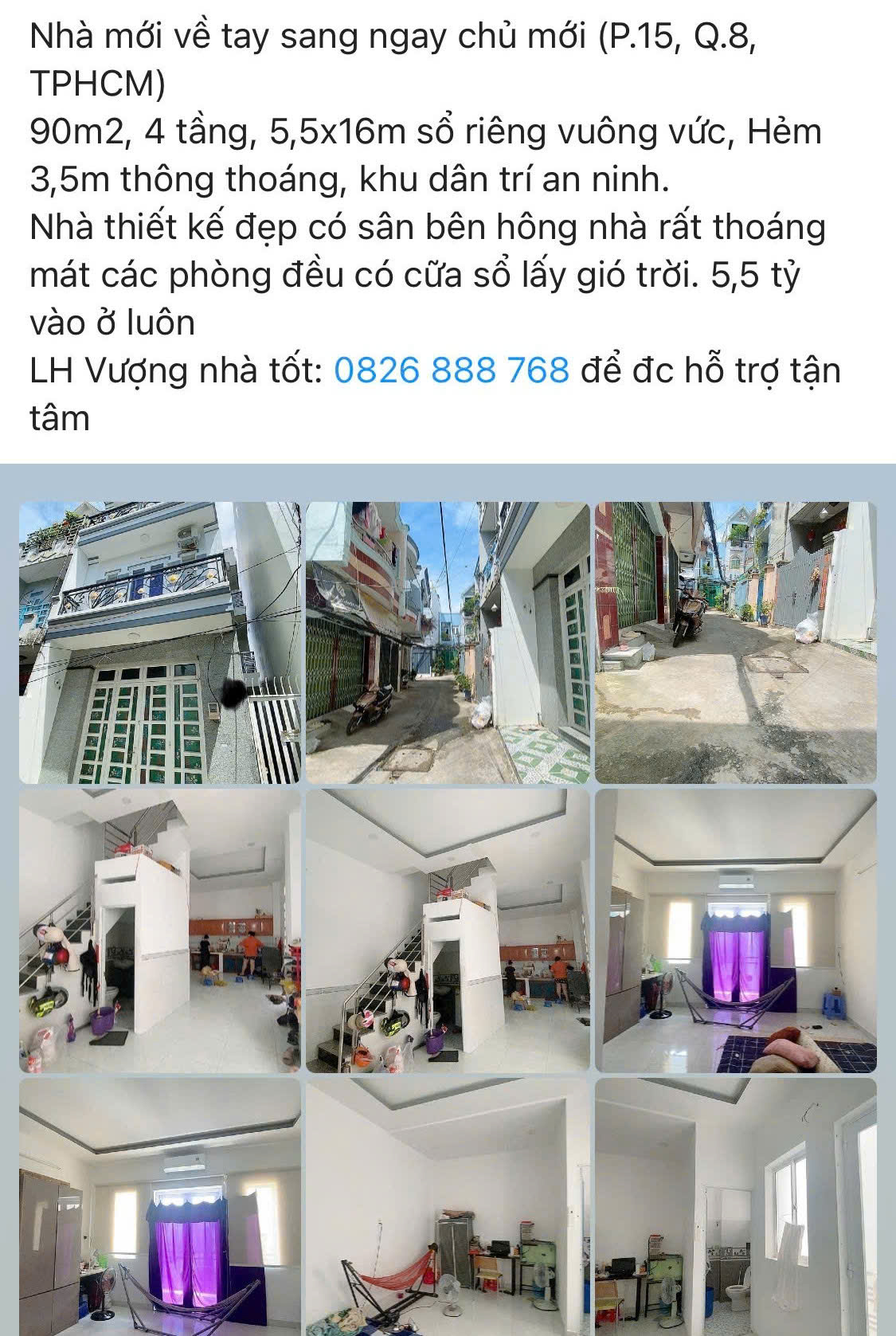 BÁN NHÀ QUẬN 8 HCM, DIỆN TÍCH ĐA DẠNG, VỊ TRÍ ĐẸP, GIÁ CHỈ 5.5 TỶ QUAY ĐẦU. LH:0826888768. - Ảnh chính