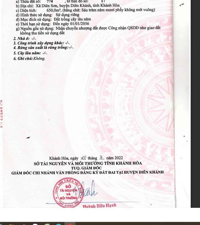 Chính chủ bán đất mặt tiền đường Đồng Cây Da - Xã Diên Sơn - Diên Khánh - Khánh Hòa - Ảnh 1