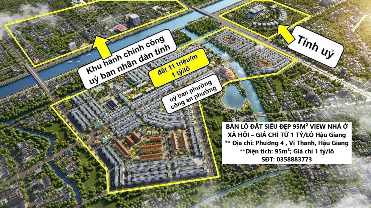 BÁN LÔ ĐẤT SIÊU ĐẸP 95M² VIEW NHÀ Ở XÃ HỘI – GIÁ CHỈ TỪ 1 TỶ/LÔ Hậu Giang - Ảnh chính