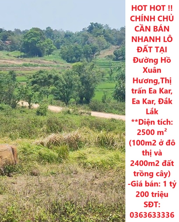 HOT HOT !! CHÍNH CHỦ CẦN BÁN NHANH LÔ ĐẤT TẠI Đường Hồ Xuân Hương,Thị trấn Ea Kar, Ea Kar, Đắk Lắk - Ảnh chính