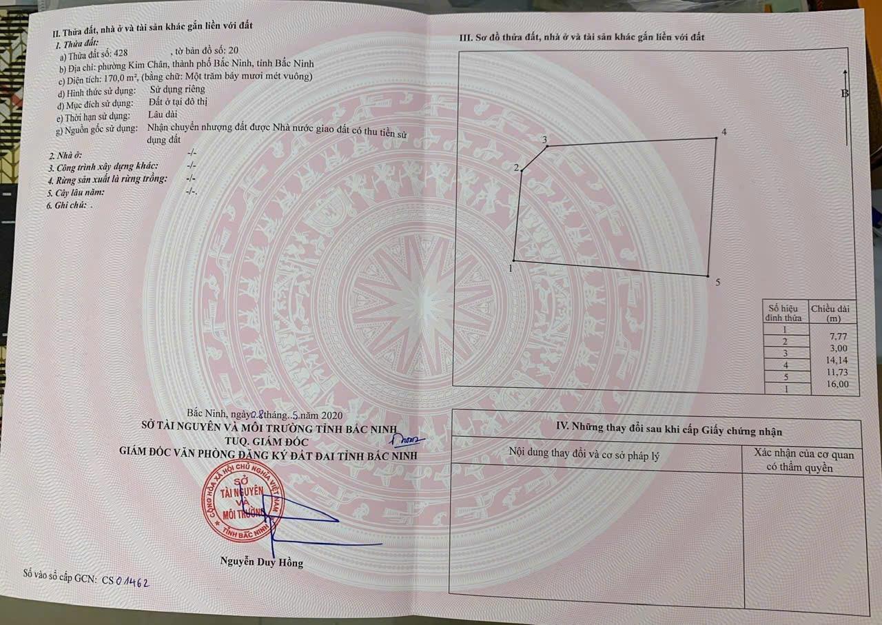 Chính Chủ Cần Bán Lô Góc (mặt tiền 15-16m) Vị Trí Đẹp Tại KĐT Kim Đôi, Phường Kim Chân, TP Bắc Ninh. - Ảnh chính