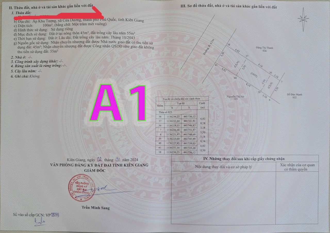 BÁN LÔ ĐẤT KHU TƯỢNG CỬA DƯƠNG PHÚ QUỐC THỔ CƯ 2TY400TR DT200m2 0832865116 - Ảnh 1