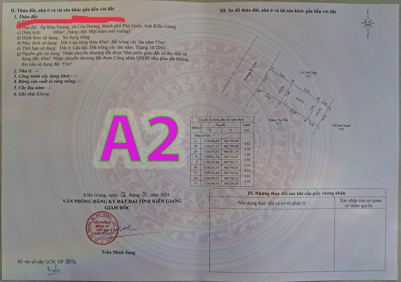 BÁN LÔ ĐẤT KHU TƯỢNG CỬA DƯƠNG PHÚ QUỐC THỔ CƯ 2TY400TR DT200m2 0832865116 - Ảnh 2