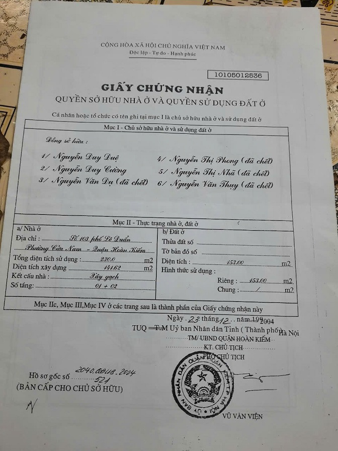 Chính chủ bán nhà mặt phố số 103 Lê Duẩn, P.Cửa Nam, quận Hoàn Kiếm, Hà Nội - Ảnh chính