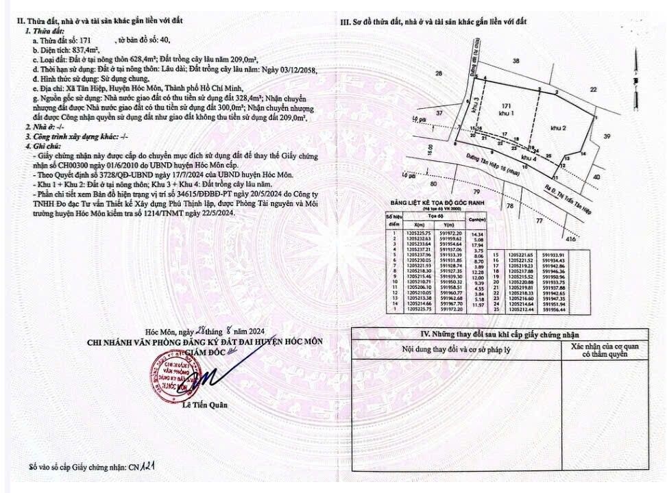 BÁN NHÀ MẶT PHỐ TAN HIEP, HÓC MÔN, 837M2, GIÁ HỜI - SỔ HỒNG CHÍNH CHỦ - Ảnh chính