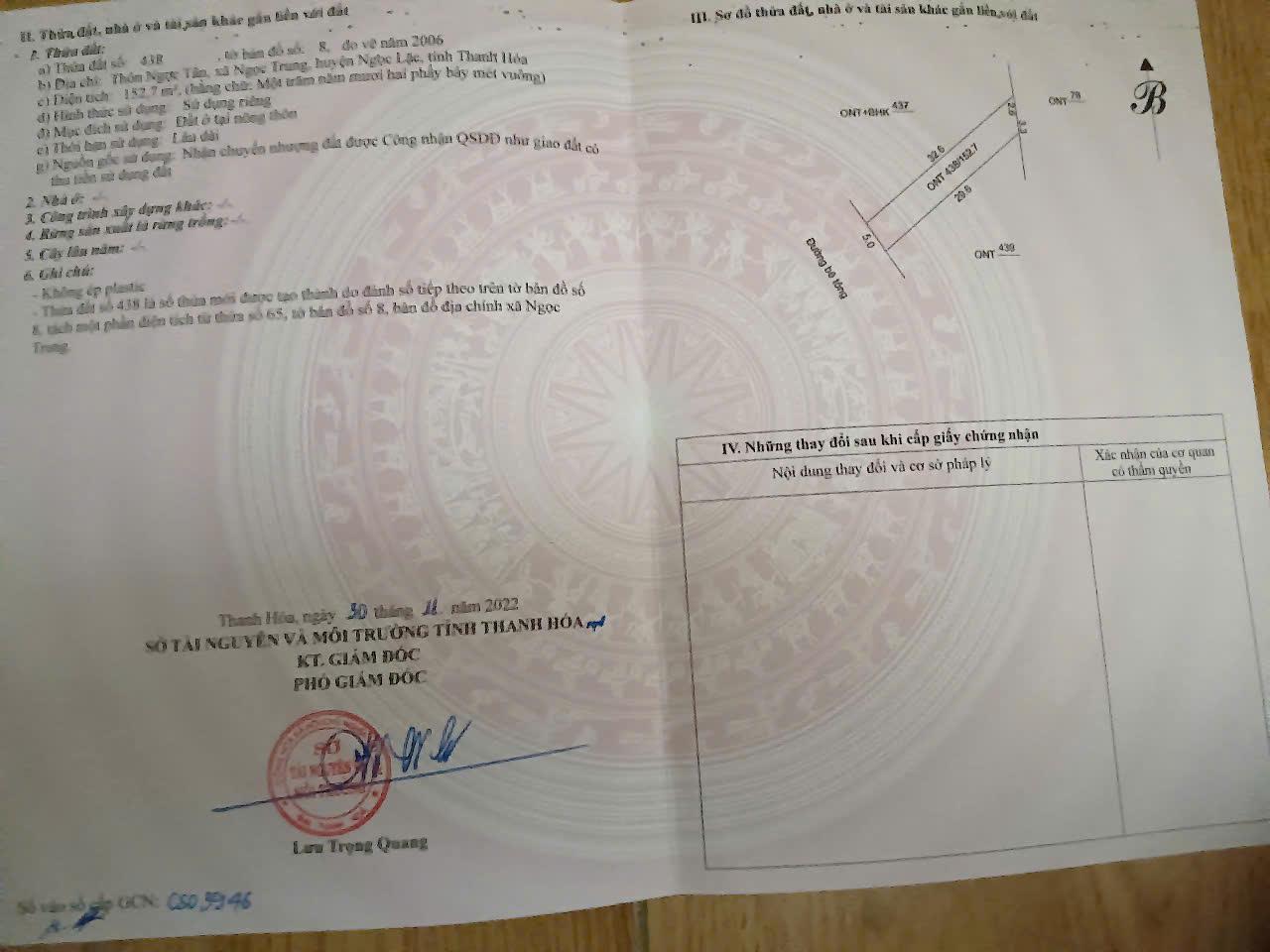 ĐẤT ĐẸP - GIÁ TỐT -CẦN BÁN NHANH LÔ Đất TẠI Ngọc Trung ,Ngọc Lặc, Thanh Hóa - Ảnh chính