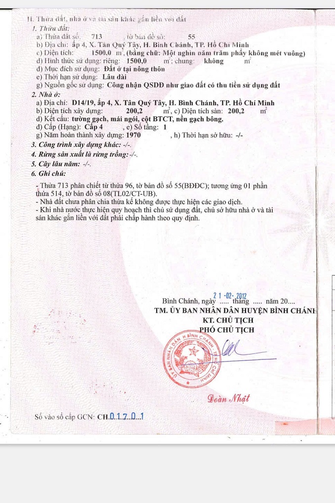 Bán đất tại Ấp 4, X. Tân Quý Tây, H. Bình Chánh, TP Hồ Chí Minh - Ảnh 1