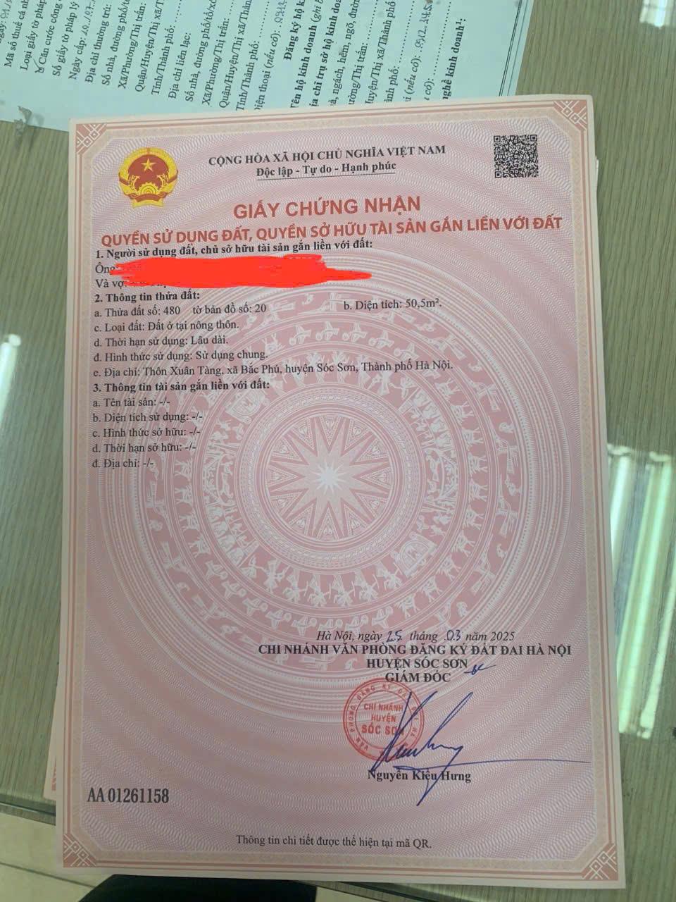 ĐẤT CHÍNH CHỦ - GIÁ TỐT - Cần Bán Nhanh Lô Đất Xã Bắc Phú, Sóc Sơn, Hà Nội - Ảnh chính