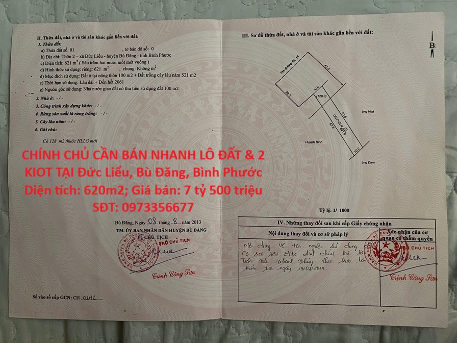 CHÍNH CHỦ CẦN BÁN NHANH LÔ ĐẤT & 2 KIOT TẠI Đức Liểu, Bù Đăng, Bình Phước - Ảnh chính