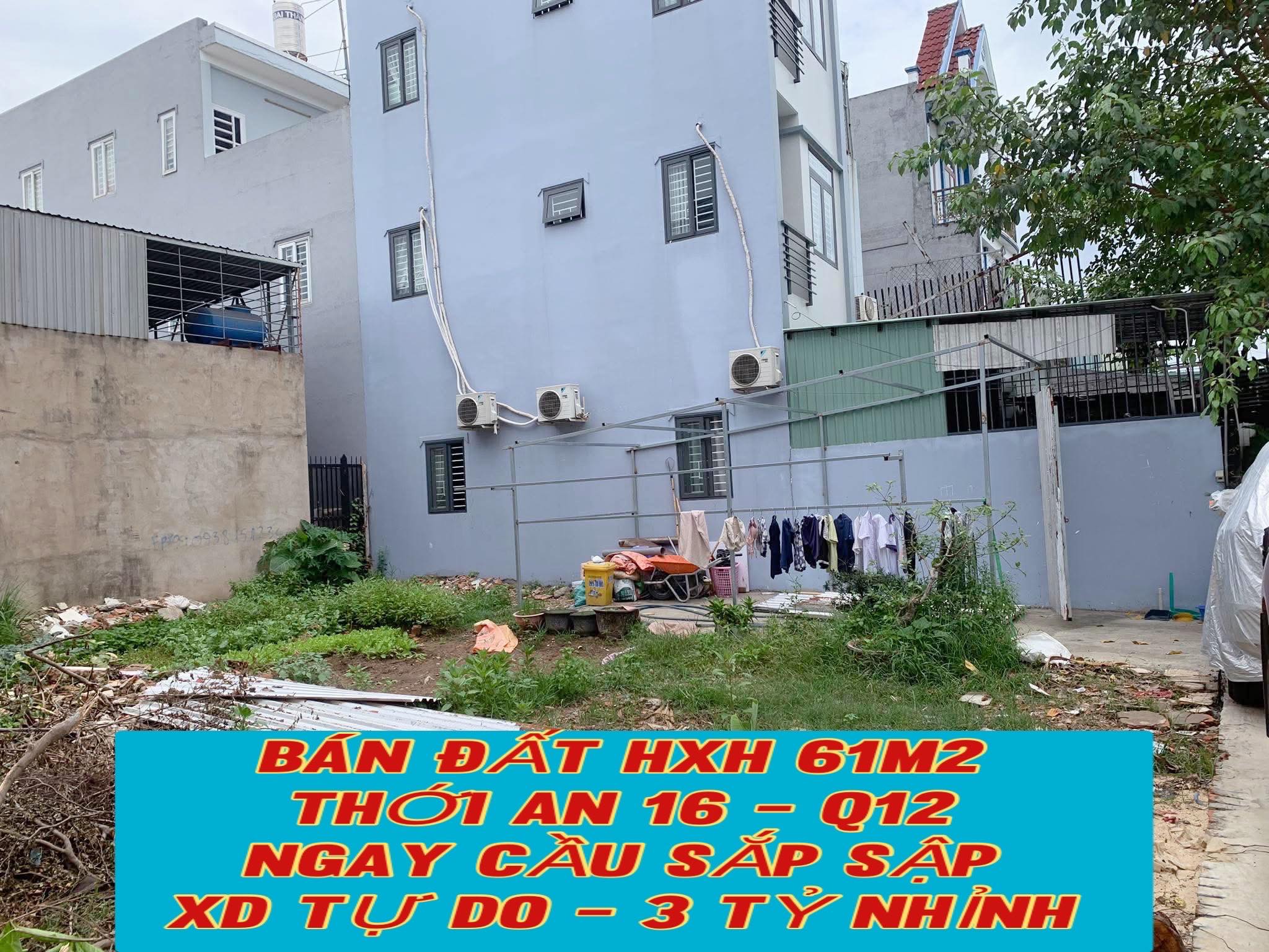 Bán đất hxh 61m2 Thới An 16 Q12 , ngay cầu Sắp Sập , xây dựng tự do - 3 tỷ nhỉnh 0932030061 - Ảnh 1