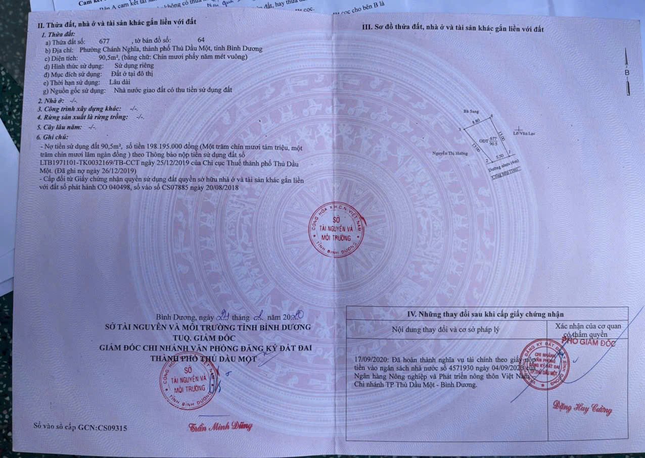CHÍNH CHỦ CẦN BÁN LÔ ĐẤT VỊ TRÍ ĐẸP TẠI PHƯỜNG CHÁNH NGĨA - TP. THỦ DẦU MỘT - BÌNH DƯƠNG. - Ảnh chính