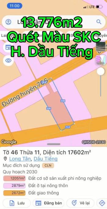 Bán đất SKC Long Tân, Dầu Tiếng 13.776m², giá 16 tỷ – mặt tiền đường lớn - Ảnh 2