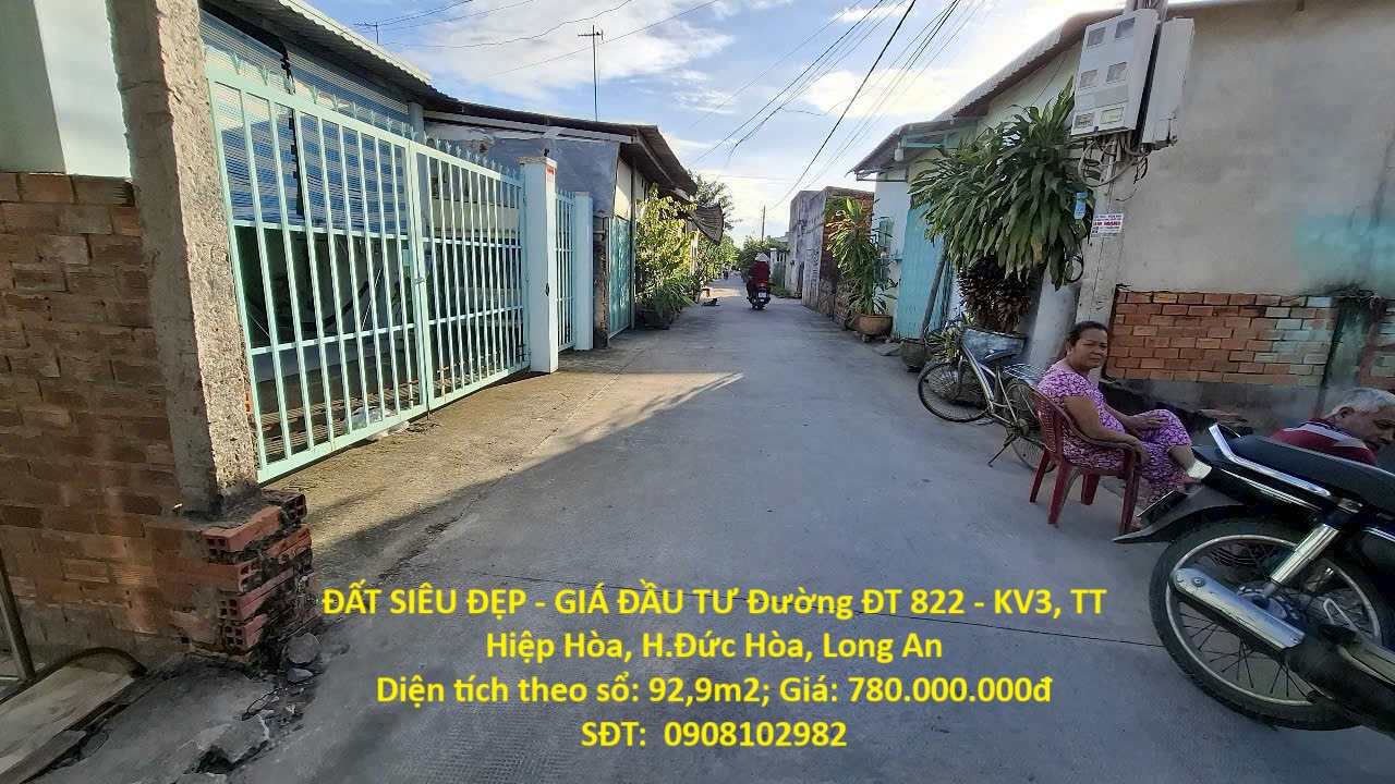ĐẤT SIÊU ĐẸP - GIÁ ĐẦU TƯ Đường ĐT 822 - KV3, TT Hiệp Hòa, H.Đức Hòa, Long An - Ảnh chính