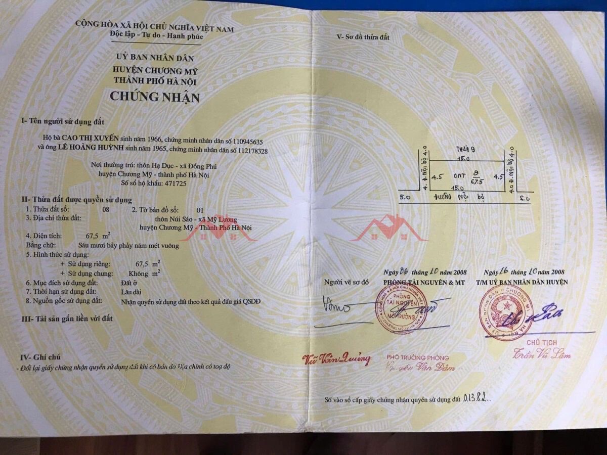 CHÍNH CHỦ BÁN LÔ ĐẤT 67,5M TẠI MỸ LƯƠNG-CHƯƠNG MỸ-HÀ NỘI - Ảnh 1
