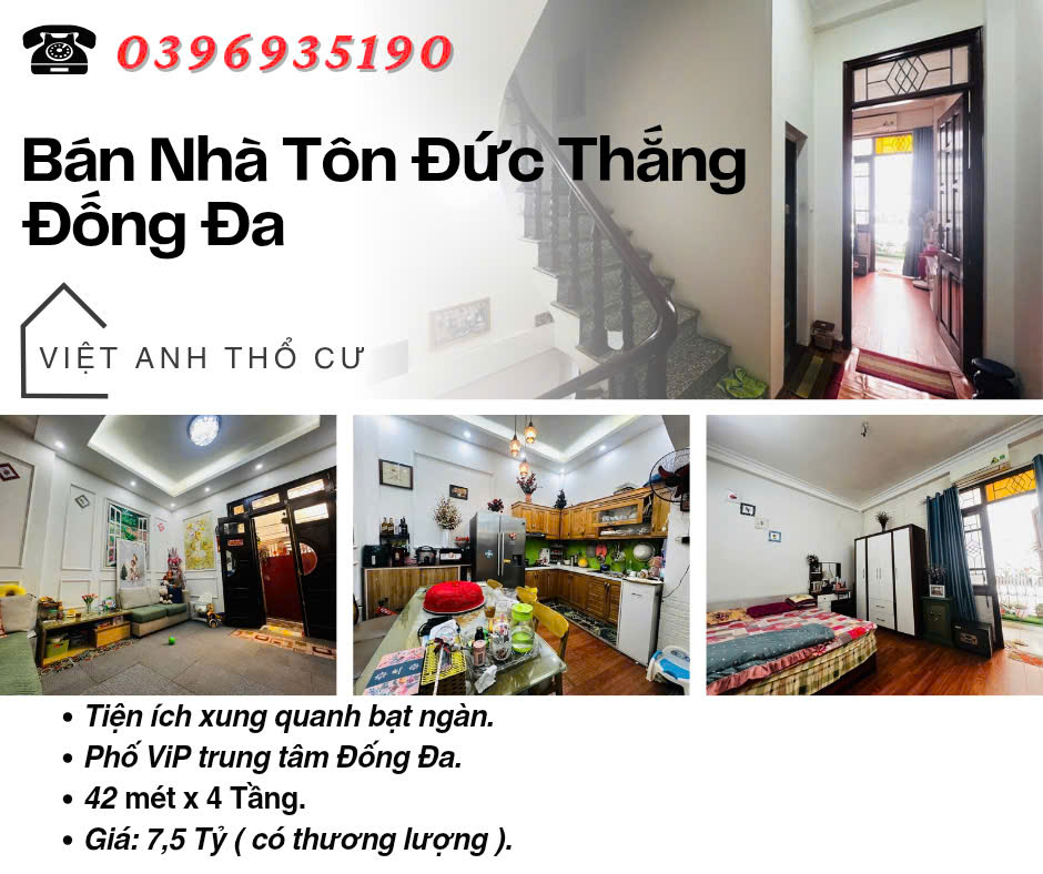 Bán nhà Phố Tôn Đức Thắng, Sổ Vuông Đẹp, Lô Góc Hai Thoáng, 42mx4T, Giá: 7.5 Tỷ, Lh: 0396935190. - Ảnh chính