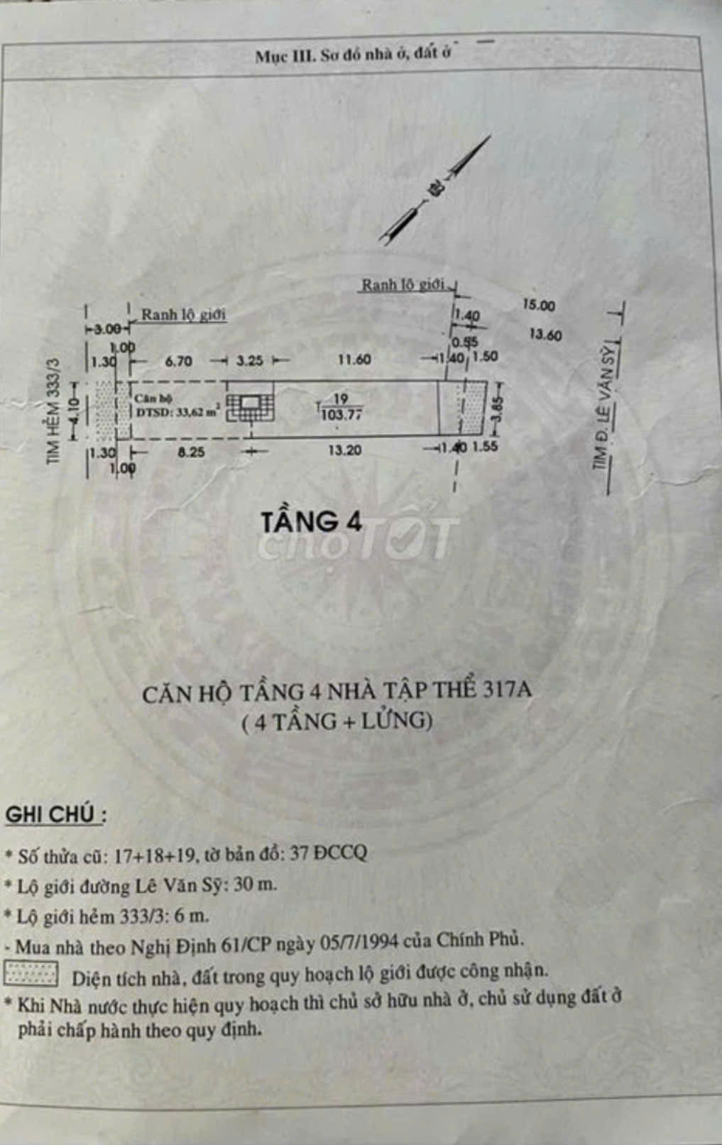 Bán căn hộ tập thể tầng 4 mặt tiền đường Lê Văn Sỹ Q. Tân Bình - Ảnh 5