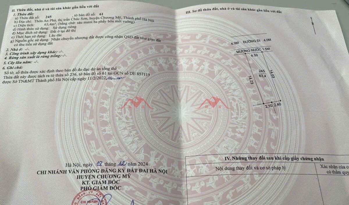 CHÍNH CHỦ BÁN LÔ ĐẤT 63,4M TẠI TT CHÚC SƠN-CHƯƠNG MỸ-HÀ NỘI - Ảnh 2