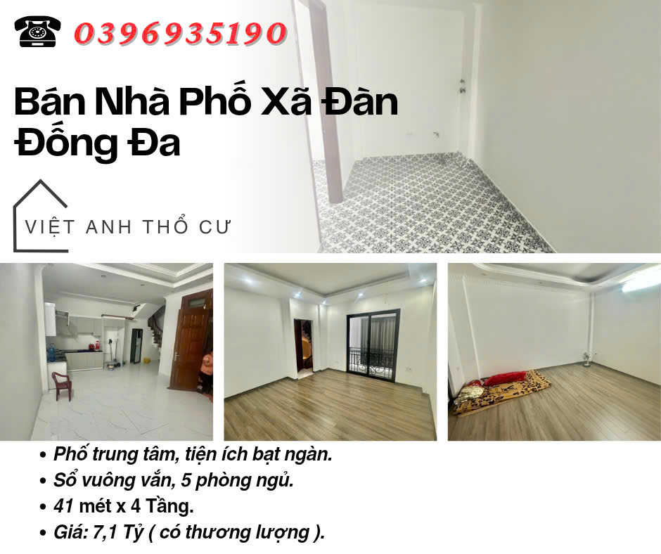 Bán nhà Xã Đàn_Sổ Vuông Đẹp_5 Phòng Ngủ_41mx4T_Giá: 7.1 Tỷ_Lh: 0396935190. - Ảnh chính