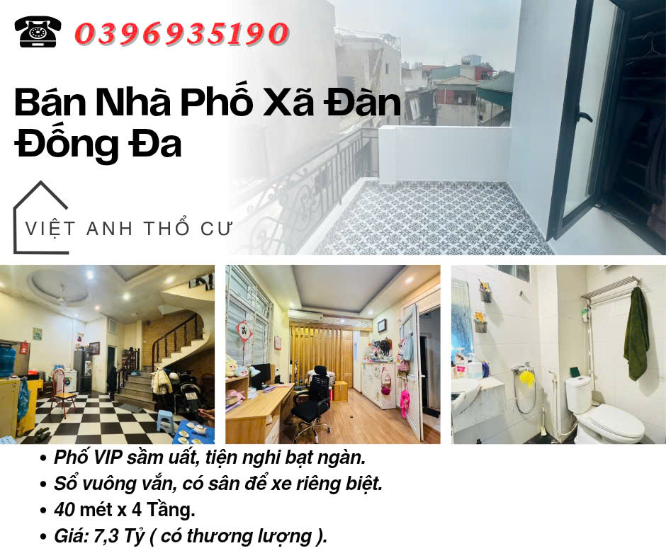 Bán nhà phố Xã Đàn_Full Nội Thất_Sổ Vuông Vắn_40mx4T_Giá: 7.3 Tỷ_Lh: 0396935190. - Ảnh chính