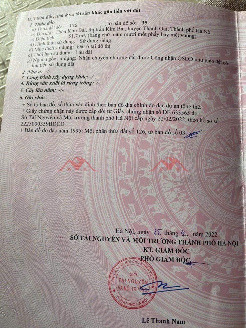 CHÍNH CHỦ BÁN LÔ ĐẤT 51M TẠI KIM BÀI-THANH OAI-HÀ NỘI - Ảnh 3