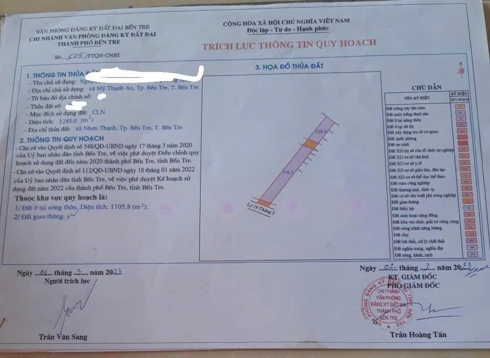 ĐẤT ĐẸP - MẶT TIỀN - Chính Chủ Cần Bán Nhanh Lô Đất Xã Nhơn Thạnh, TP Bến Tre - Ảnh chính