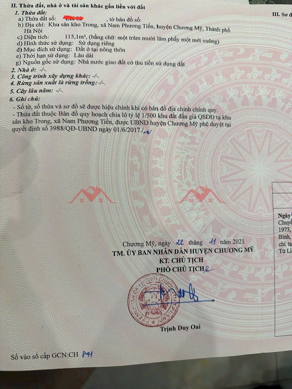 CHÍNH CHỦ BÁN LÔ ĐẤT 115,1M TẠI NAM PHƯƠNG TIẾN-CHƯƠNG MỸ-HÀ NỘI - Ảnh 3