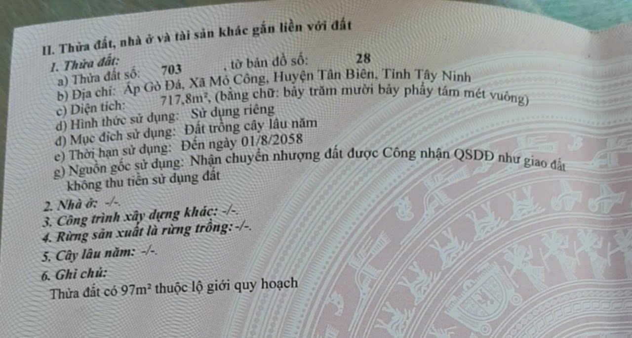 Chính Chủ Cần Bán Lô Đất Đẹp Tại Ấp Gò Đá, Xã Mỏ Công, Huyện Tân Biên,Tây Ninh. - Ảnh chính