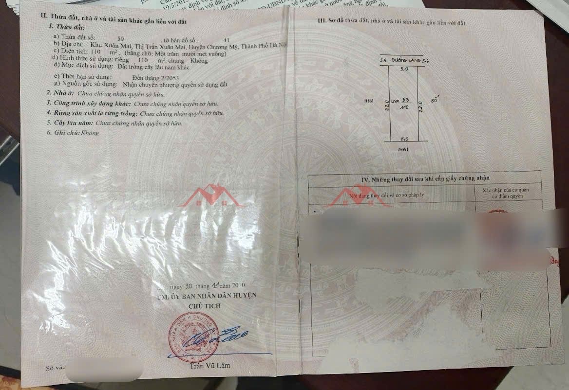 CHÍNH CHỦ BÁN LÔ ĐẤT 110M TẠI TT XUÂN MAI-CHƯƠNG MỸ-HÀ NỘI - Ảnh 1