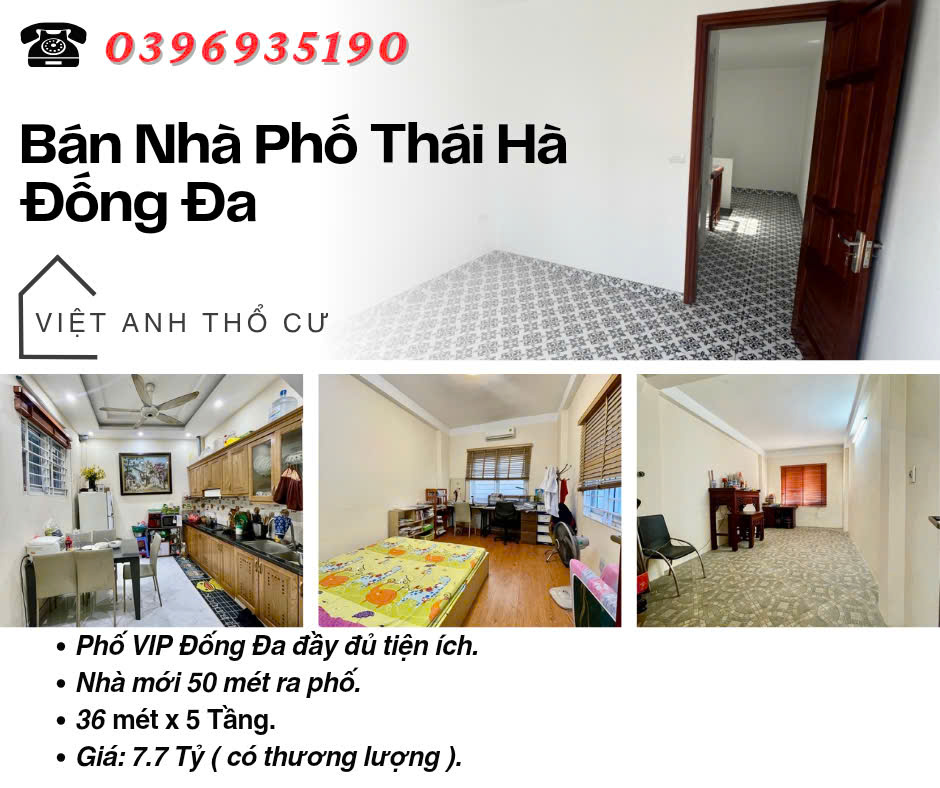 Bán nhà Phố Thái Hà, Nhà Mới Đẹp, 50 mét ra phố, 36mx5T, Giá: 7.7 Tỷ, Lh: 0396935190. - Ảnh chính