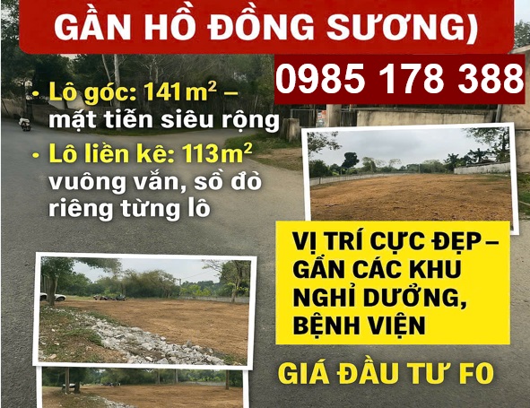⭐️Cơ hội vàng - duy nhất 2 lô góc đẹp gần hồ Đông Sương tại Lương Sơn, 0985178388 - Ảnh chính