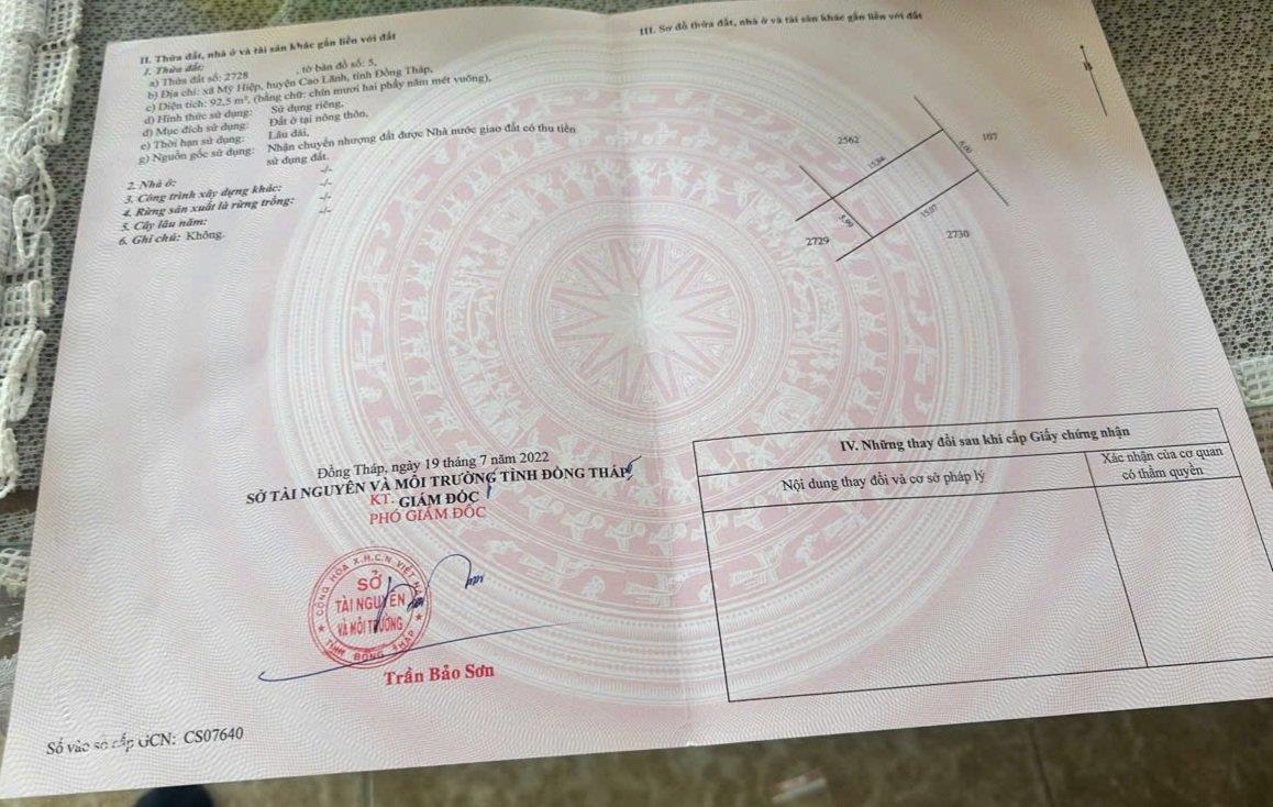 ĐẤT ĐẸP - GIÁ TỐT - Cần Bán Nhanh Lô Đất Vị Trí Đắc Địa Tại Xã Mỹ Hiệp, Cao Lãnh, Đồng Tháp - Ảnh 1