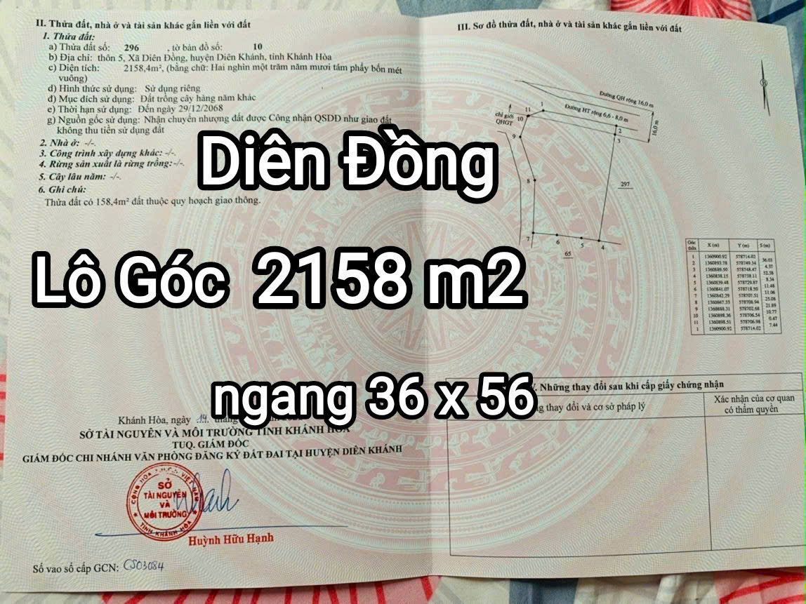 Bán đất Thôn 5, Xã Diên Đồng, Huyện Diên Khánh , Tỉnh Khánh Hòa - Ảnh chính