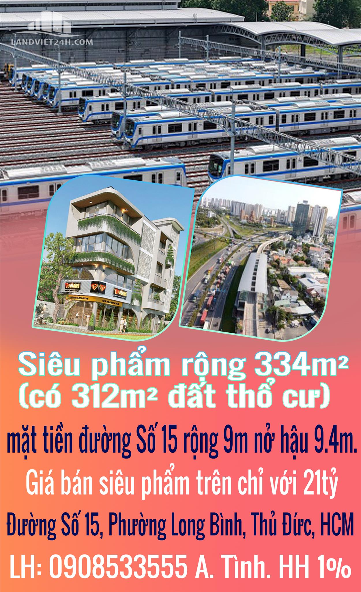 Siêu phẩm rộng 334m² (có 312m² đất thổ cư) mặt tiền đường Số 15 rộng 9m nở hậu 9.4m. - Ảnh chính