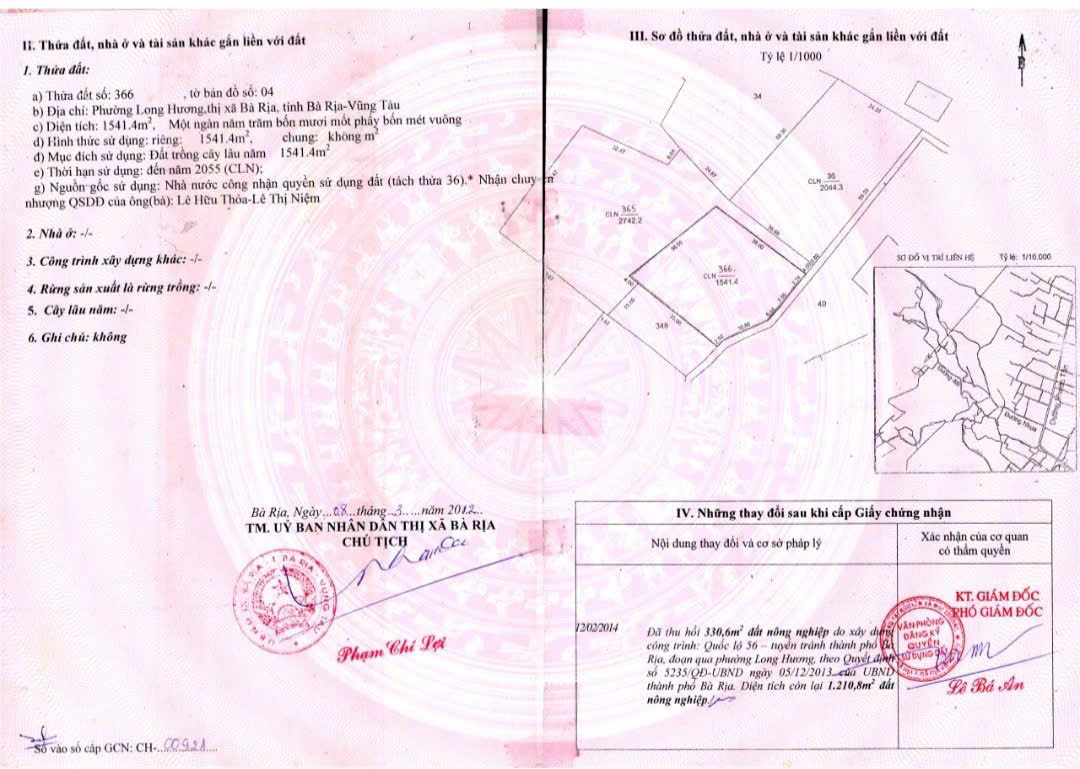BÁN ĐẤT MẶT TIỀN TUYẾN CHÁNH QUỐC LỘ 56  PHƯỜNG LONG HƯƠNG, BÀ RỊA VŨNG TÀU - Ảnh 1
