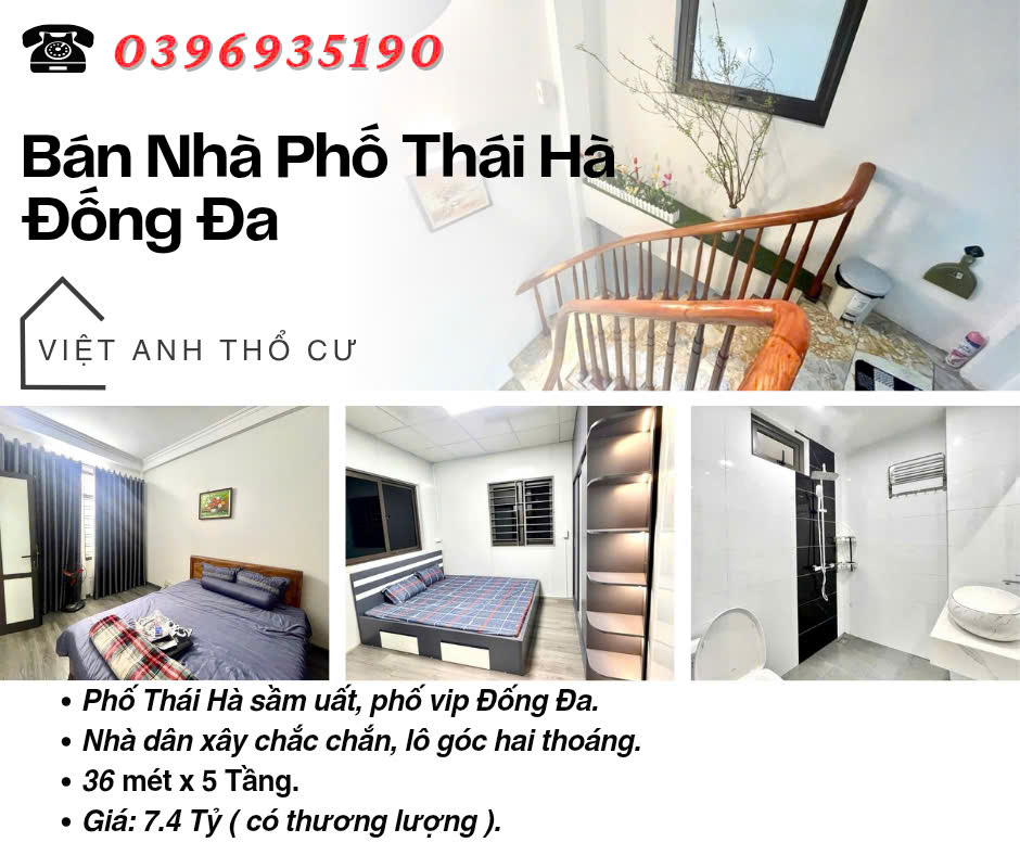 Bán nhà Phố Thái Hà, Nhà Đẹp Ở Ngay, Lô Góc Hai Thoáng, 36mx5T, Giá: 7.4 Tỷ, Lh: 0396935190. - Ảnh chính