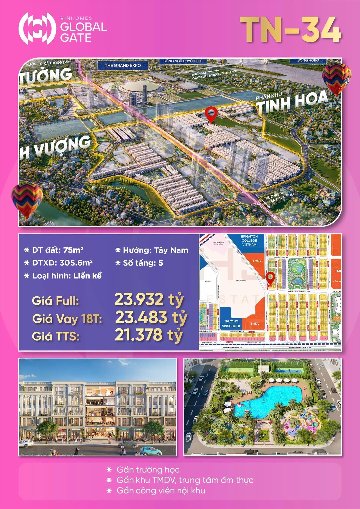 BT liền kề dự án vinhomes Cổ Loa_ Đông Anh<br>Căn liền kề áp góc, diện tích 75m2. Gần trường học,khu - Ảnh chính