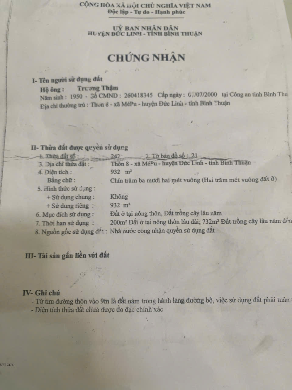 Bán 6m Ngang Đất Chính Chủ Tại Thôn 8, xã Mê Pu, huyện Đức Linh, Tỉnh Bình Thuận. - Ảnh chính