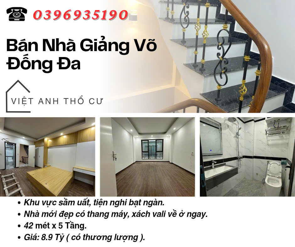 Bán nhà Phố Giảng Võ, Nhà Mới Thang Máy, Cách Ô Tô 20m, 42mx5T, Giá: 8.9 Tỷ, Lh: 0396935190. - Ảnh chính