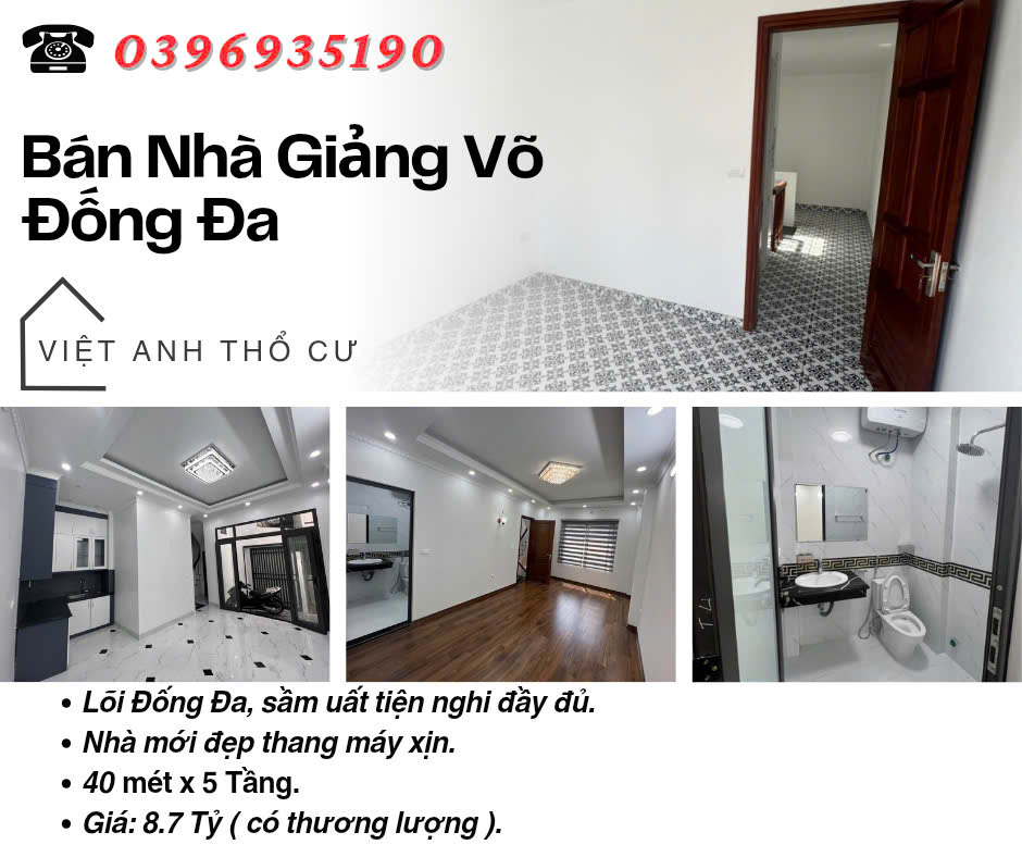 Bán nhà Phố Giảng Võ, Nhà Đẹp Ở Ngay, Thang Máy Xịn, 40mx5T, Giá: 8.7 Tỷ, Lh: 0396935190. - Ảnh chính