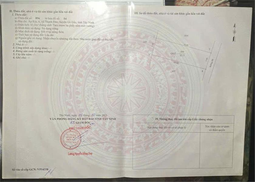 ĐẤT CHÍNH CHỦ - GIÁ TỐT - Cần Bán Nhanh Lô Đất Tại Xã Thạnh Đức, Gò Dầu, Tây Ninh - Ảnh chính
