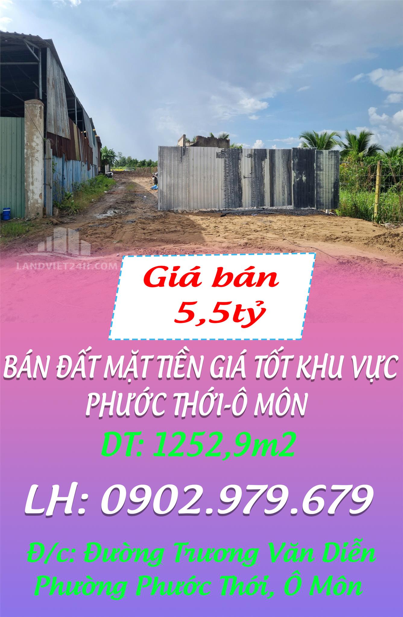 BÁN ĐẤT MẶT TIỀN GIÁ TỐT NHẤT KHU VỰC PHƯỚC THỚI-Ô MÔN - Ảnh chính
