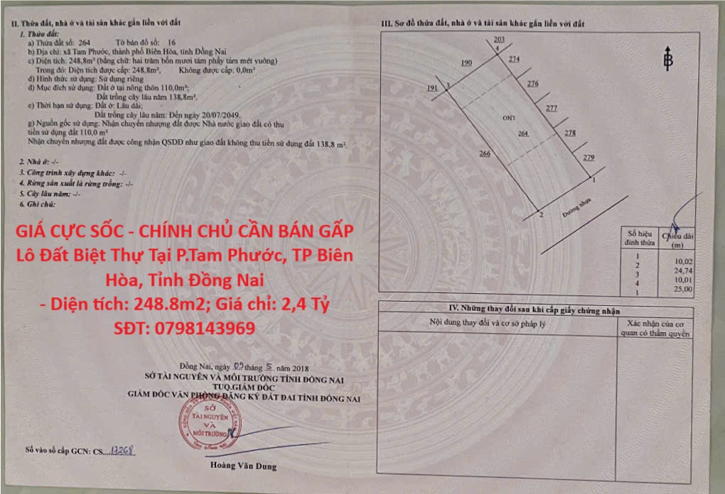 GIÁ CỰC SỐC - CHÍNH CHỦ CẦN BÁN GẤP Lô Đất Biệt Thự Tại P.Tam Phước, TP Biên Hòa, Tỉnh Đồng Nai - Ảnh chính