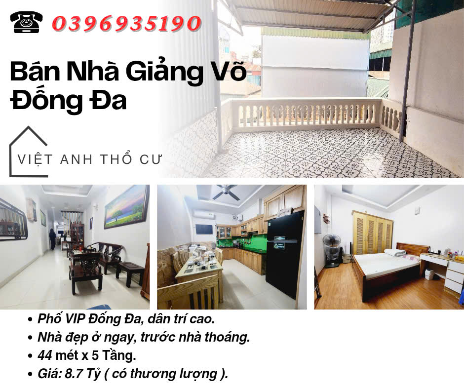 Bán nhà Phố Giảng Võ, Ngõ Rộng Thoáng, Nhà Đẹp Ở Ngay, 44mx5T, Giá: 8.7 Tỷ, Lh: 0396935190. - Ảnh chính