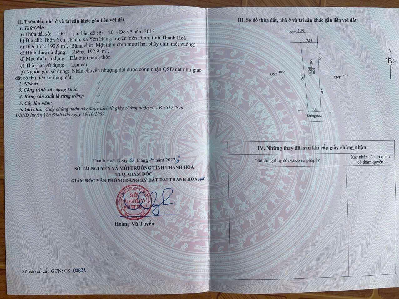VỊ TRÍ ĐẸP - ĐẦU TƯ SINH LỜI - Cần Bán 2 Lô Đất Tại Thôn Yên Thành, Xã Yên Hùng, Huyện Yên Định, - Ảnh chính