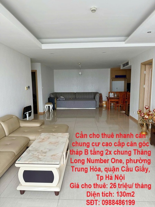 Cần cho thuê nhanh căn chung cư cao cấp Thăng Long Number One view đẹp tại quận Cầy Giấy, TP Hà Nội - Ảnh chính
