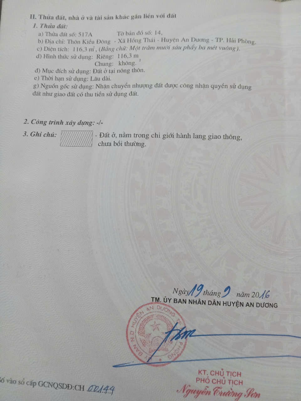 Cần Bán ĐẤT CHÍNH CHỦ - Mặt Đường 351 Thôn Kiều Đông, Xã Hồng Thái, An Dương - Hải Phòng - Ảnh 1