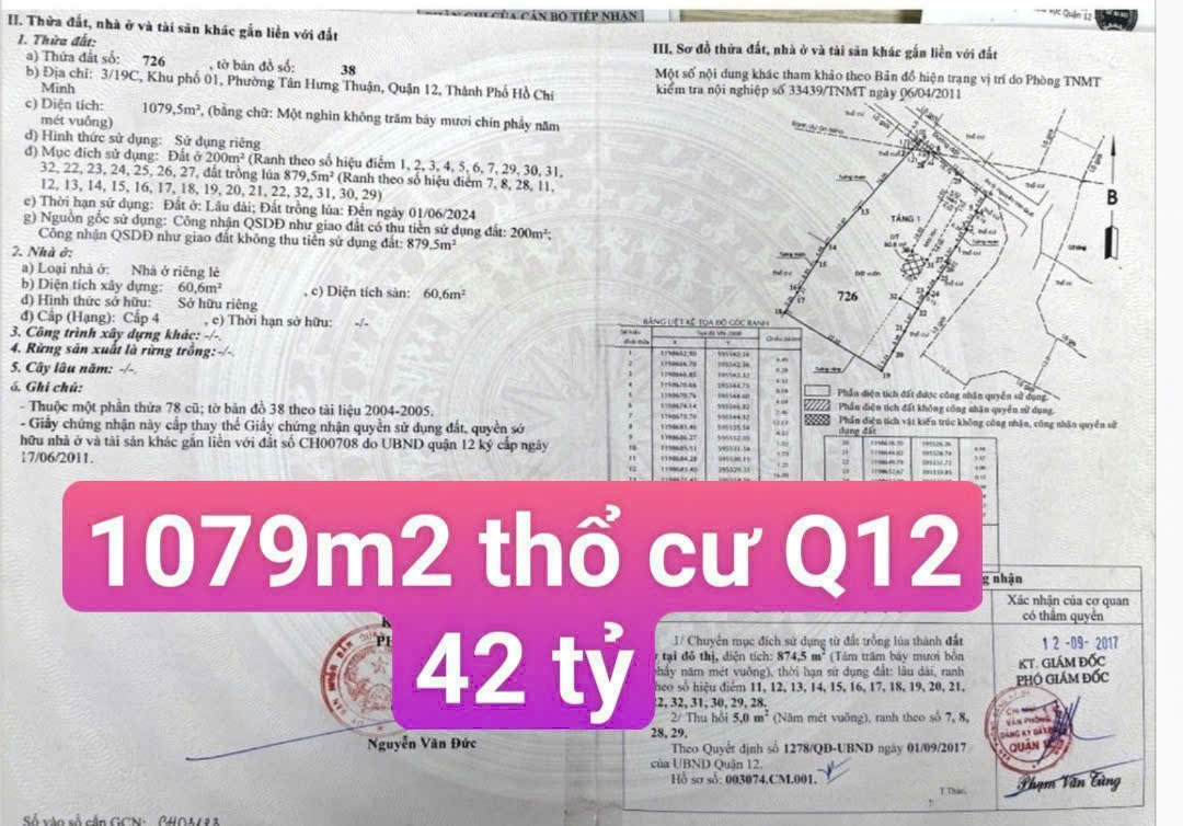 Lô Đất Khủng Long (20x52) Ngay KDC An Sương, P.Tân Hưng Thuận, Q12 Giá Siêu Đầu Tư - Ảnh chính