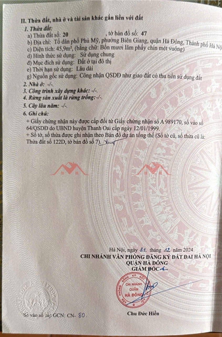 CHÍNH CHỦ BÁN ĐẤT TẶNG NHÀ TẠI BIÊN GIANG-HÀ ĐÔNG-HÀ NỘI - Ảnh 4